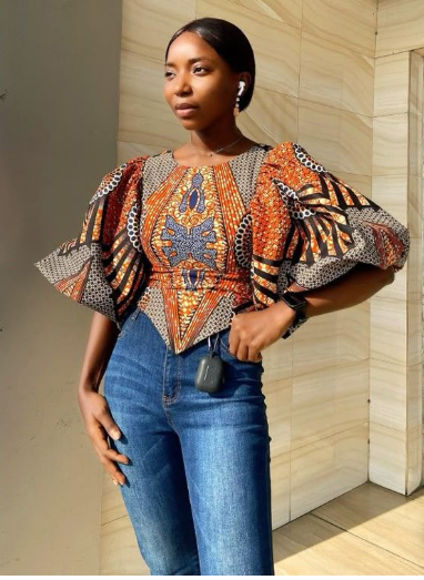 Sunflare Ankara Peplum Blouse