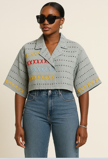 X-Stitch Boxy Crop Shirt