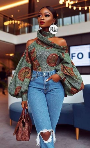 Adunni Off-Shoulder Ankara Twist Top