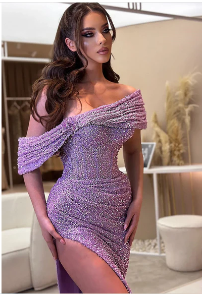 Amethyst Drape Crystal Gown