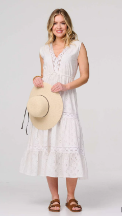 Meadow Breeze Eyelet Midi Dress