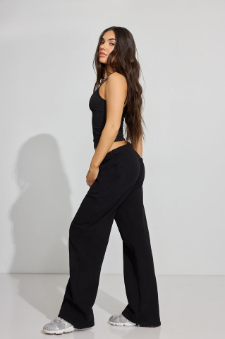 Ribbed Knit Wide-Leg Pants